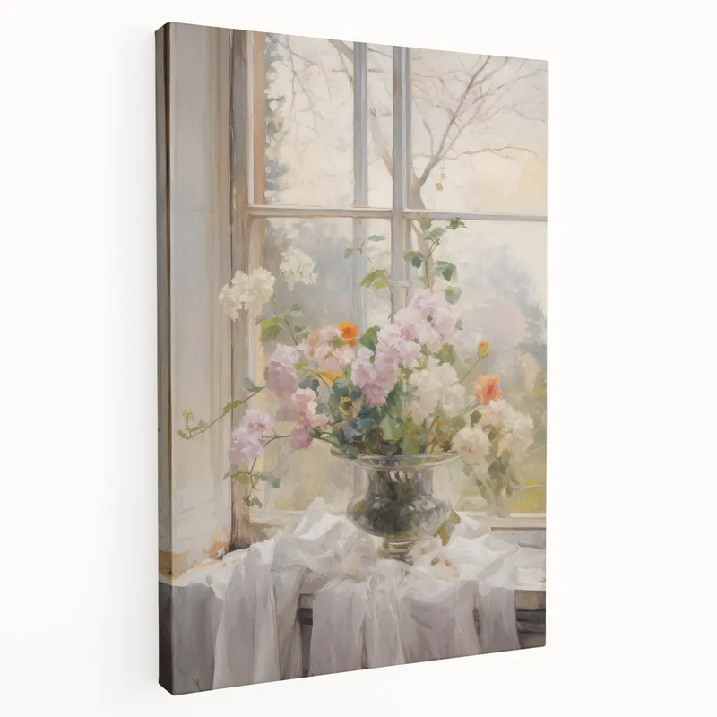 Vintage Botanical Art Prints – Soft Floral Arrangement in Vase New Arrival