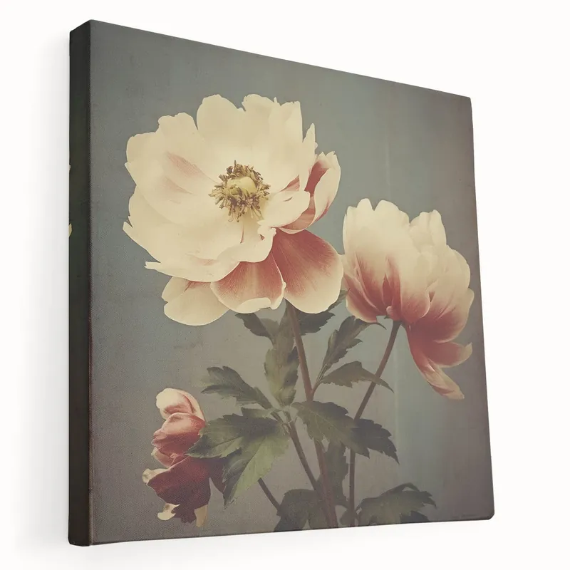 Vintage Botanical Art Prints – Peony Floral Illustration with Pastel Tones Flash Sale