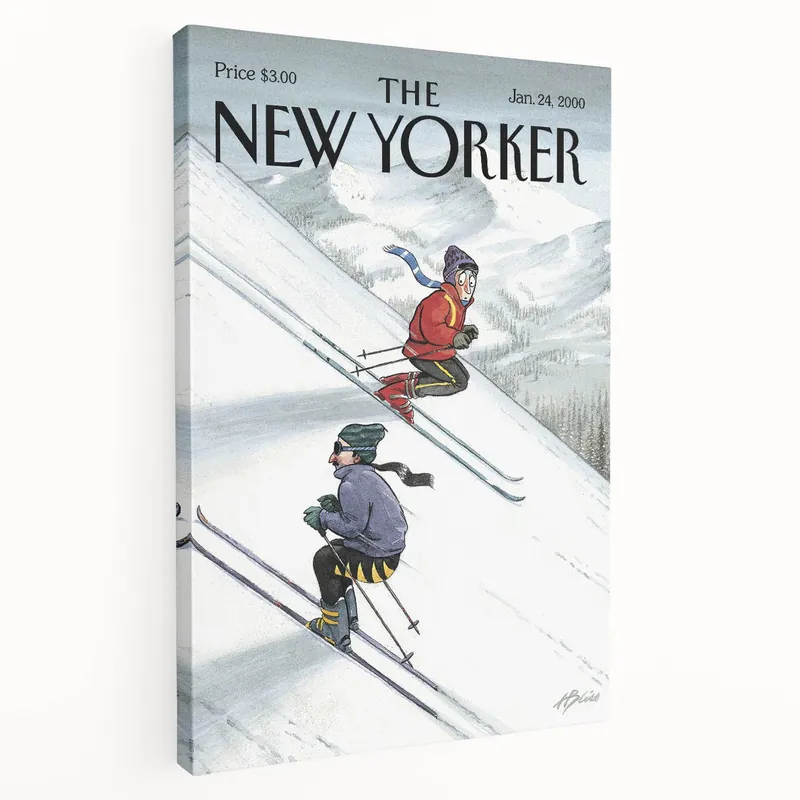 New Yorker Poster - 2000 Skiers Racing Down the Mountain Art Print Sale