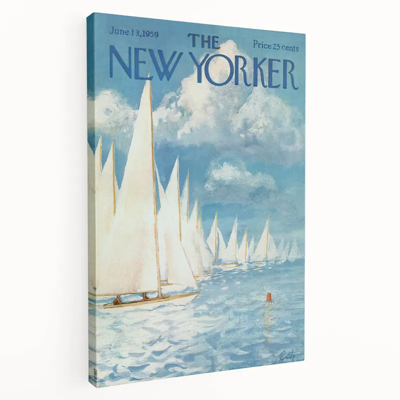 New Yorker Poster - 1959 Sailboats at Sea Blue Sky Art Print Luxury