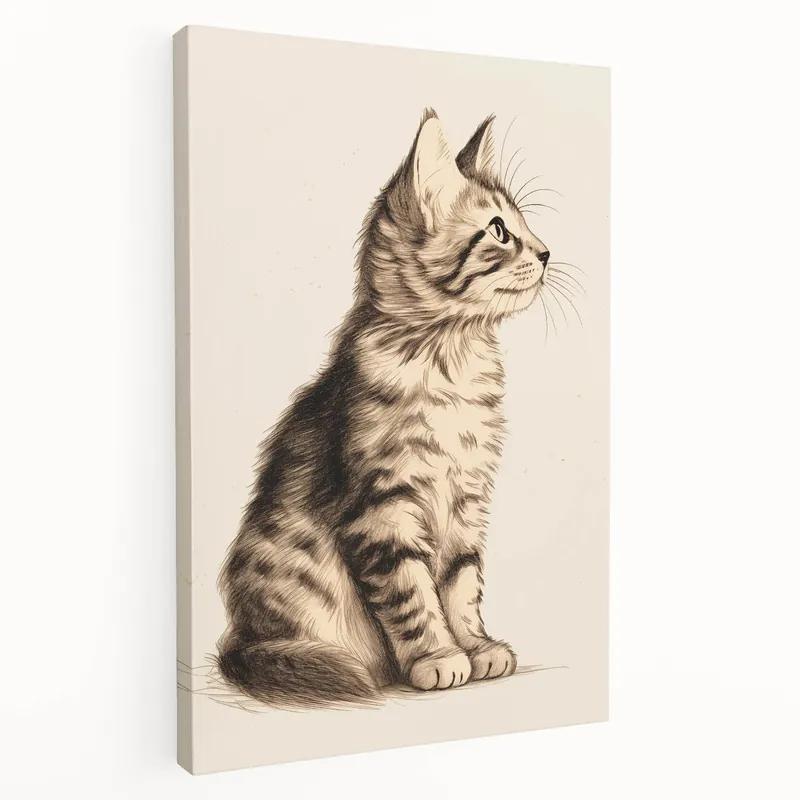 Vintage Animal Art: Cat Illustration Wall Decor – Retro Pet Art Top Rated