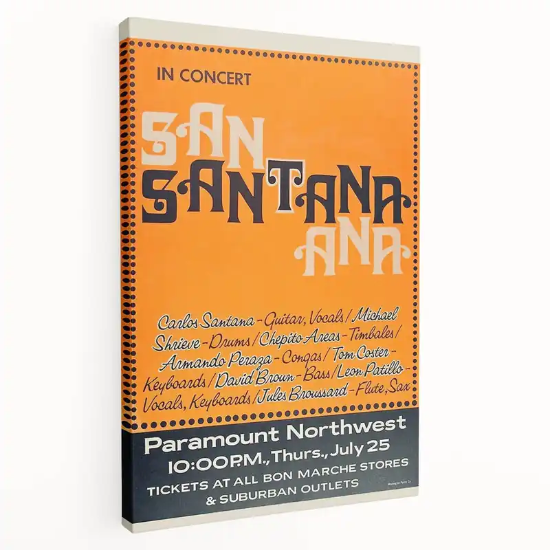 Direct From Manufacturer Santana 1970s Concert Poster - Paramount Northwest