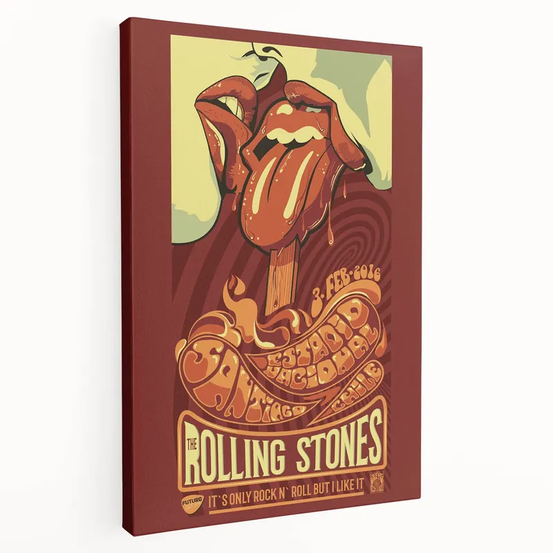 Sale Retro Wall Art - Rolling Stones Concert Poster Santiago 2016