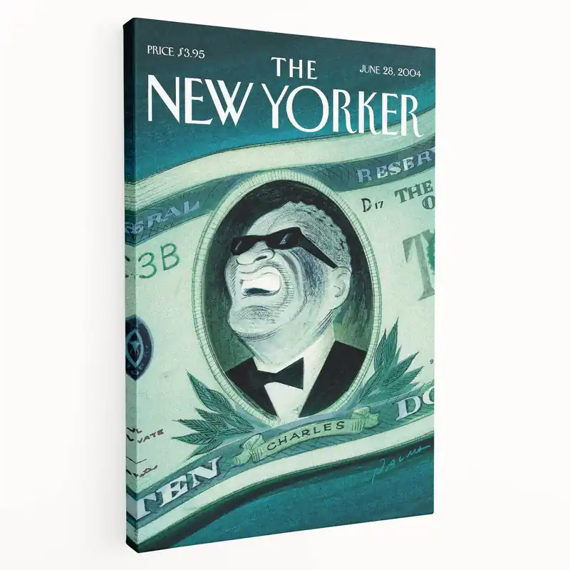 Exclusive Offer New Yorker Magazine Art - Ray Charles Dollar Bill Poster