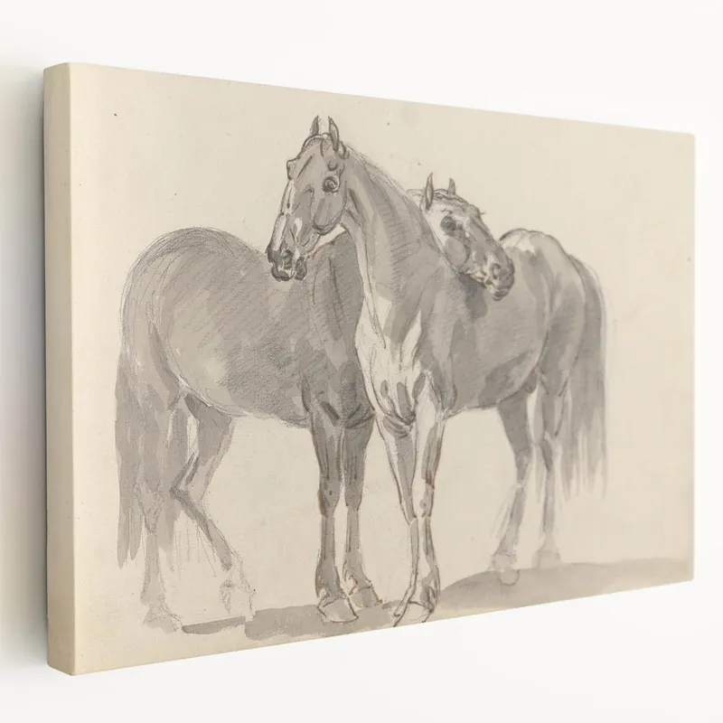Vintage Horse Duo Illustration - Elegant Animal Wall Art Print Wholesale