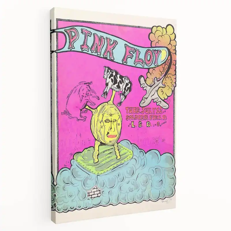One Day Deal Pink Floyd LSD Tour 1972 Soldier Field Retro Concert Poster
