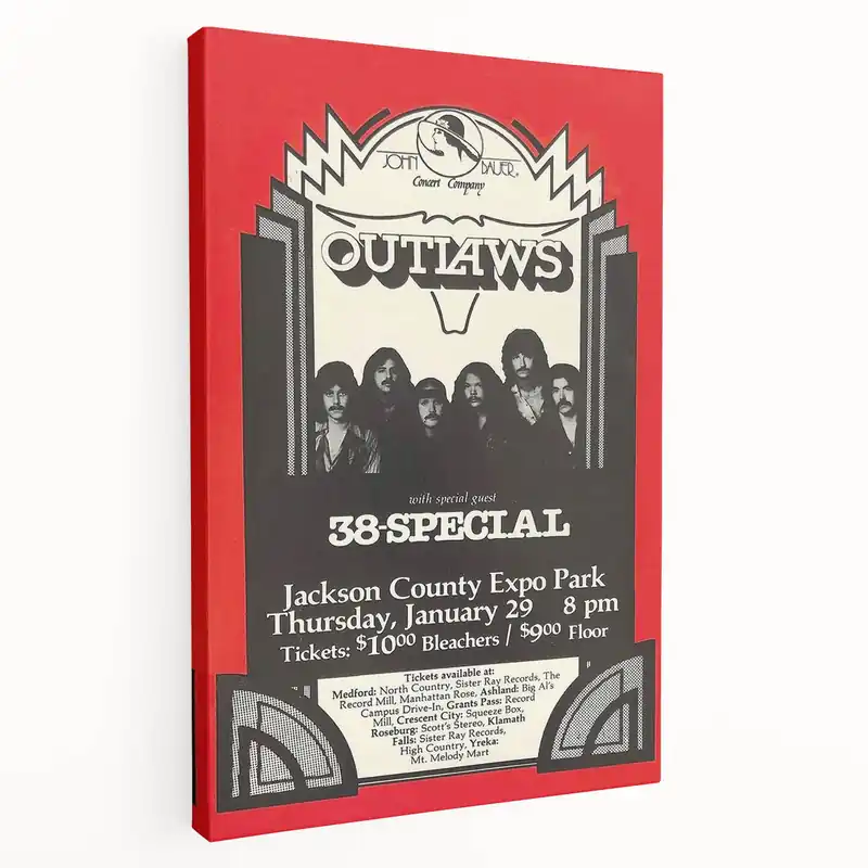 Outlaws Concert Poster - Retro Art for Classic Rock Fans Warranty Included