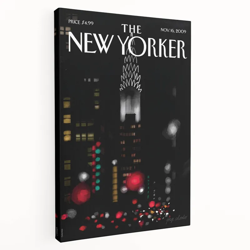 Last Chance Vintage New Yorker Poster – Chrysler Building Night Lights