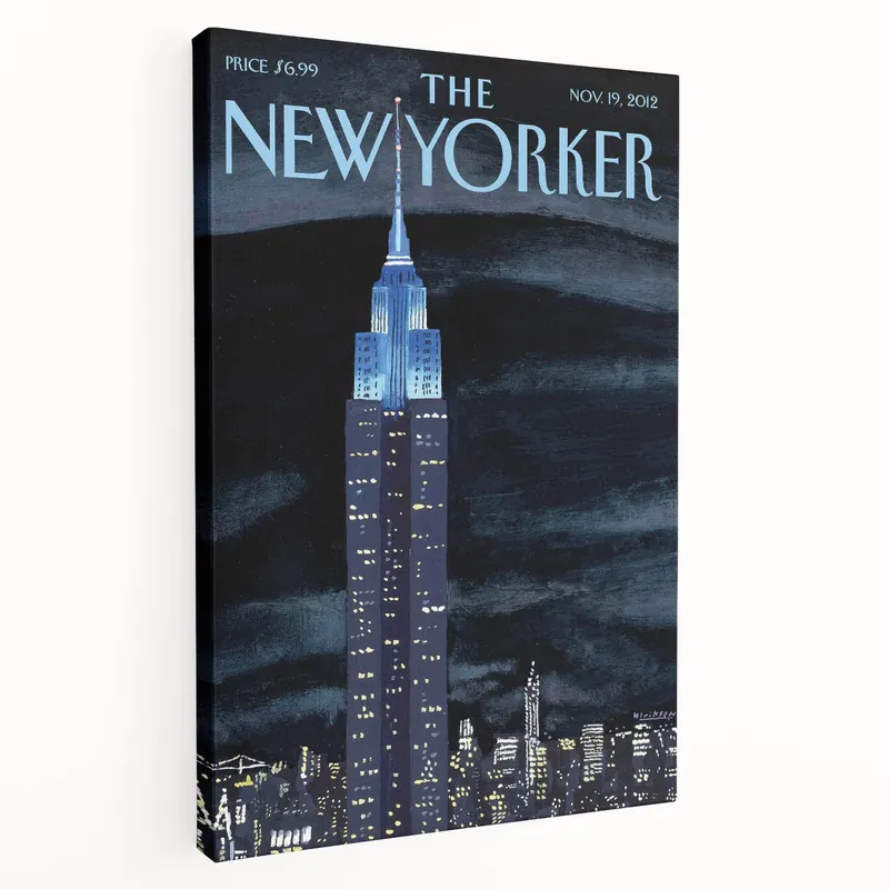 Vintage New Yorker Poster – Empire State Building Night Skyline Crafted