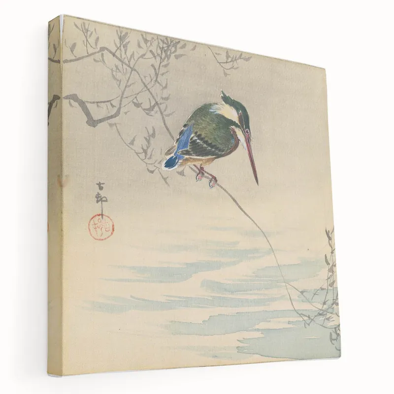 Vintage Animal Art – Kingfisher Retro Bird Illustration Wall Decor Fresh Stock