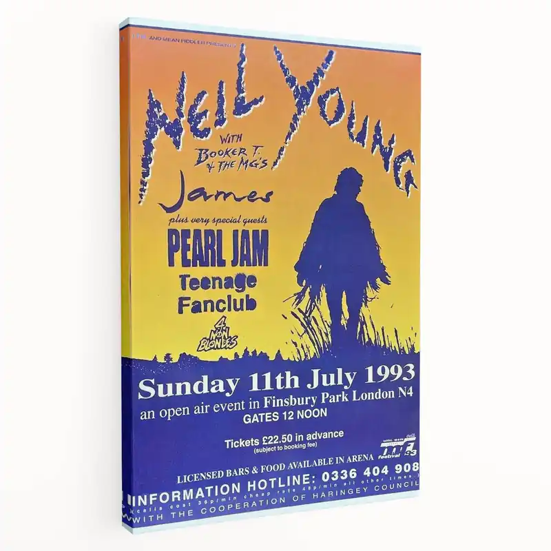 Don’t Miss Out Neil Young Concert Poster – Vintage 1993 Finsbury Park Art