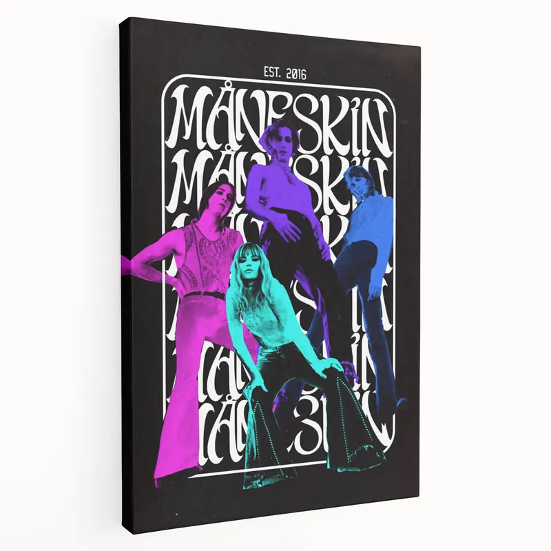 Måneskin Retro Poster – Vibrant Music Art from 2016 Band Save Now