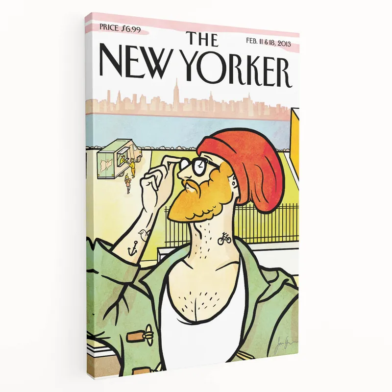 Vintage New Yorker Poster: Hipster Beanie Cover Art Time-Limited