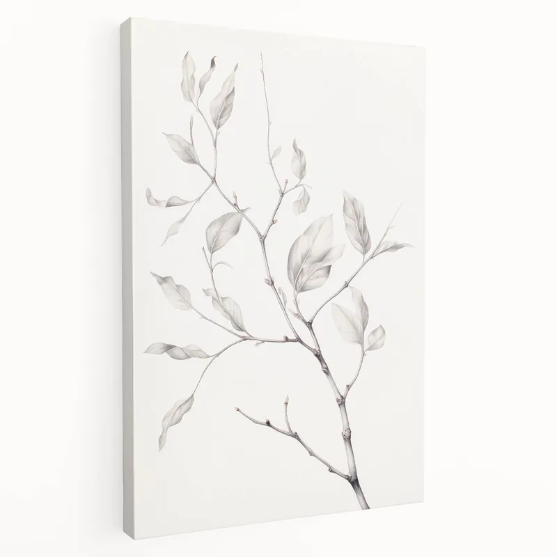 Vintage Botanical Art Print: Delicate Branch with Leaves Wall Decor Instant Buy