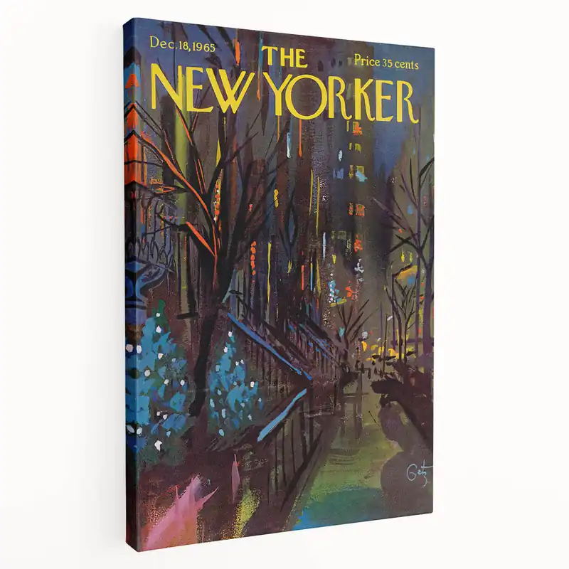 New Yorker December 18, 1965 – Vibrant Winter Cityscape Art Print Price Cut