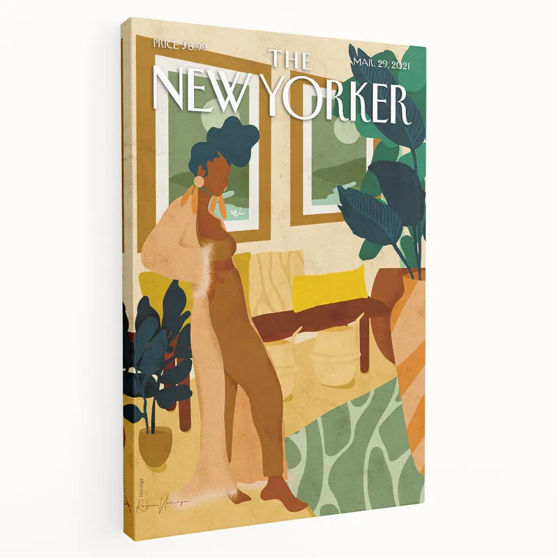 Vintage New Yorker Poster - Abstract Portrait & Cozy Interior Art Print Big Sale