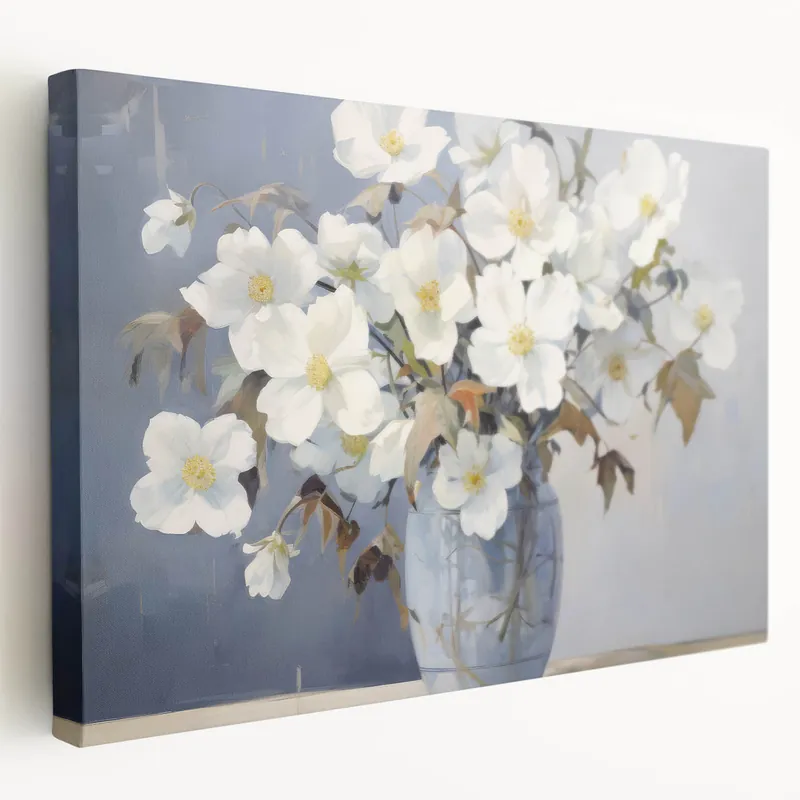Grab Now Vintage Botanical Art Prints – White Flowers in Vase Wall Decor