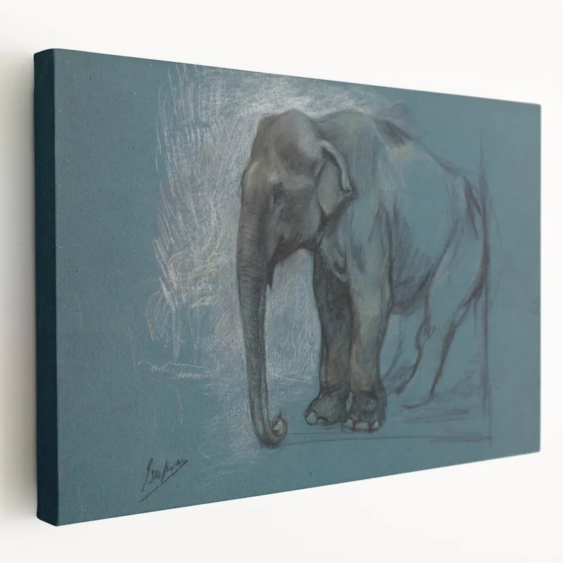 Buy Today Vintage Animal Art: Retro Elephant Sketch for Nature-Inspired Decor