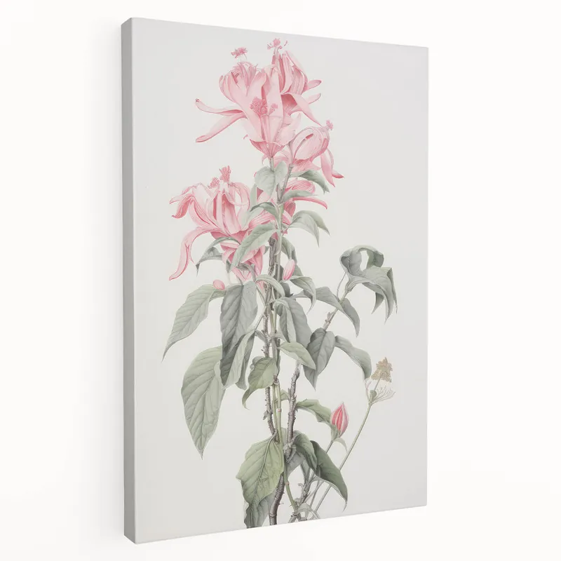 Warranty Included Vintage Botanical Art Print - Pink Floral Illustration – Framed