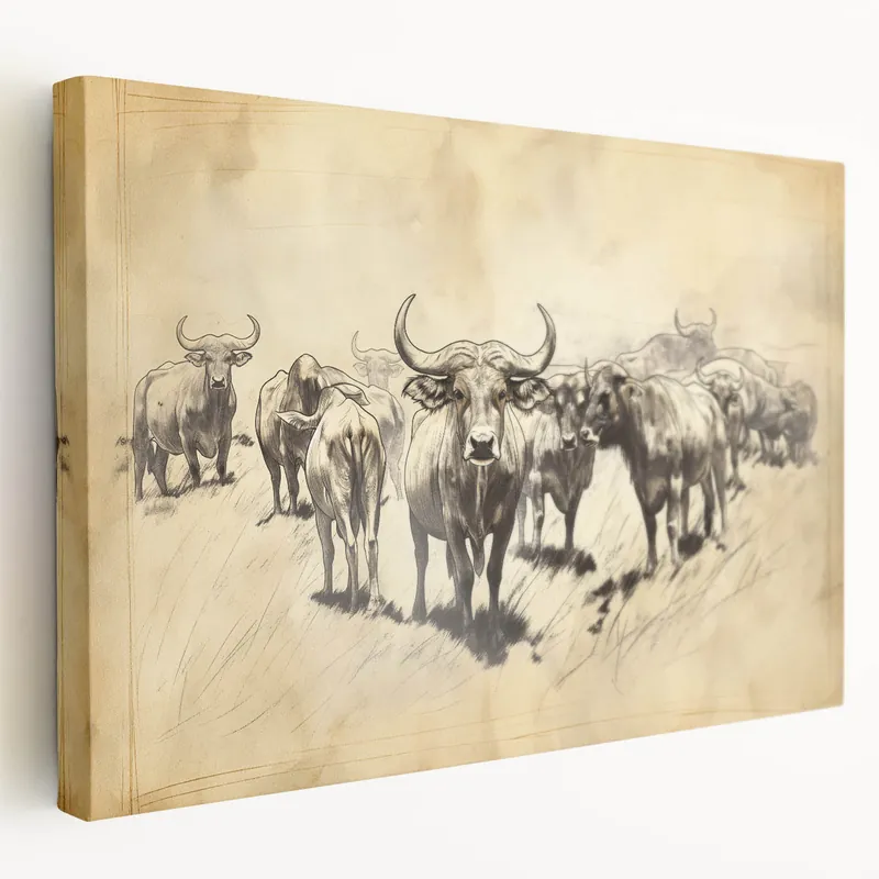 Cow Herd Illustration Art Print – Nature-Inspired Farm Animal Decor In Demand
