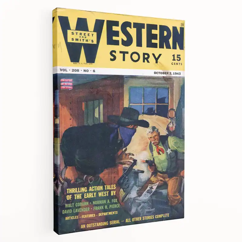 Vintage Magazine Cover Art – Western Story Action Print In Demand