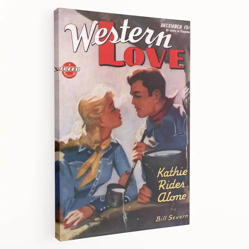 Vintage Magazine Cover Art – Western Love Classic Romance Print Warranty Included