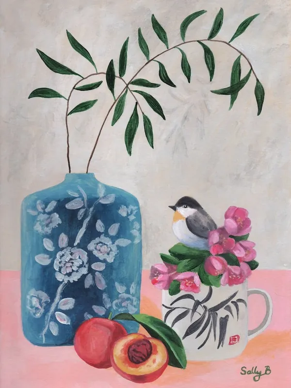 Chinoiserie Peach And Bird Seasonal Sale