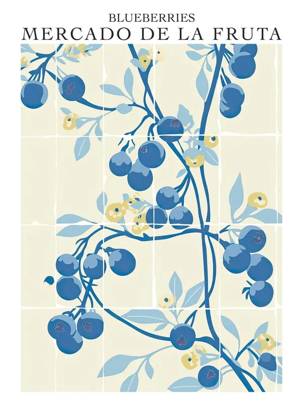 Same Day Shipping Mercado De La Fruta Blueberries Illustration 4 Poster