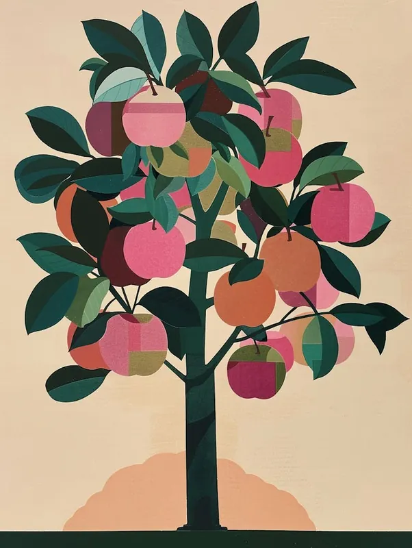 Latest Apple Tree Colourful Illustration 2