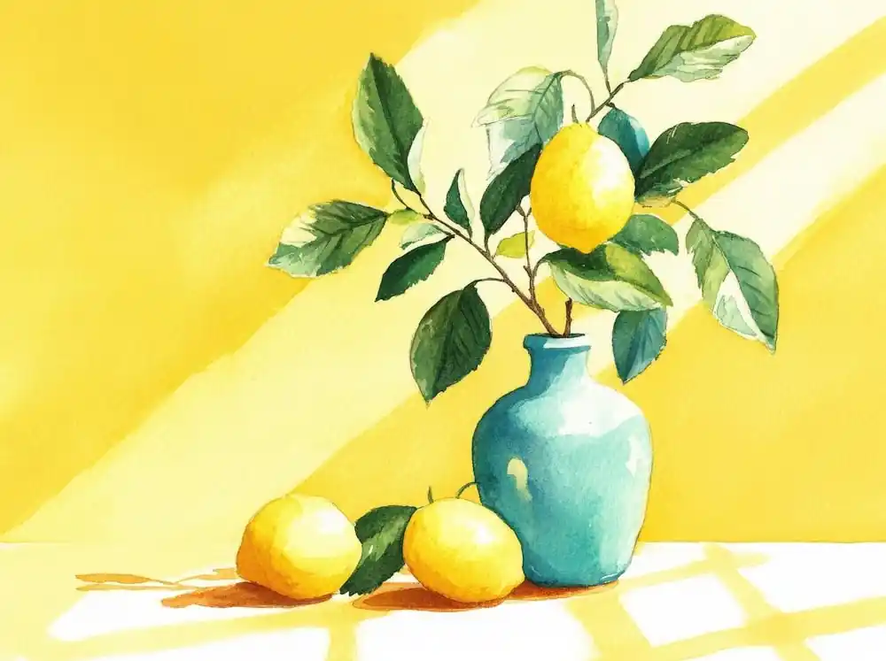 Lemons In A Blue Vase 1 New Arrival