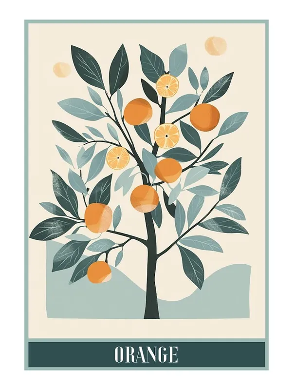 Orange Tree Flat Illustration 2 Poster Trusted Brand
