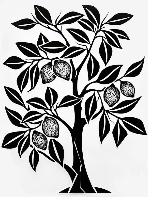 Express Delivery Lemon Tree Simple Geometric Nature Stencil 1 1