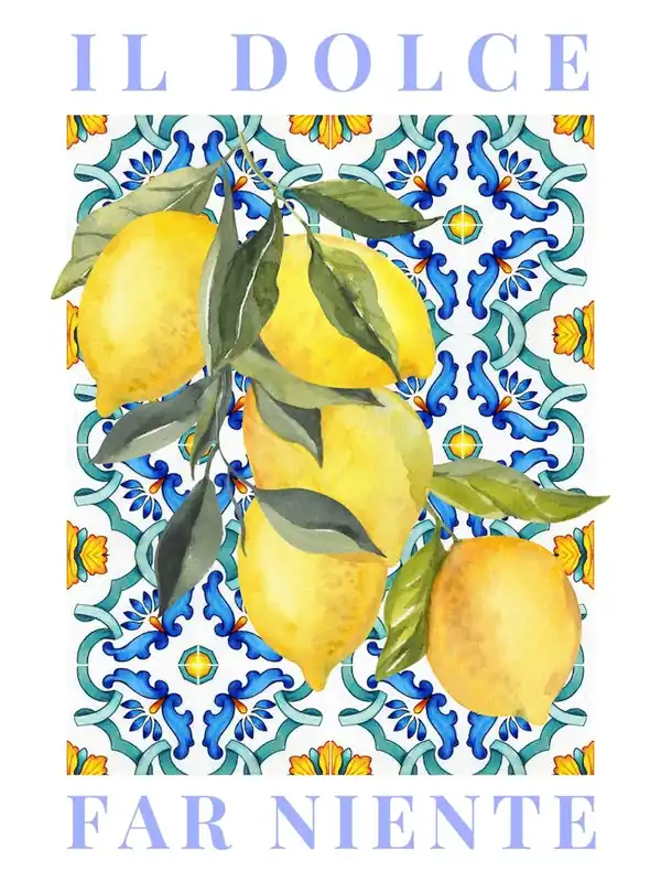 Professional Grade Lemon Poster, Il Dolce Far Niente Illustration Print