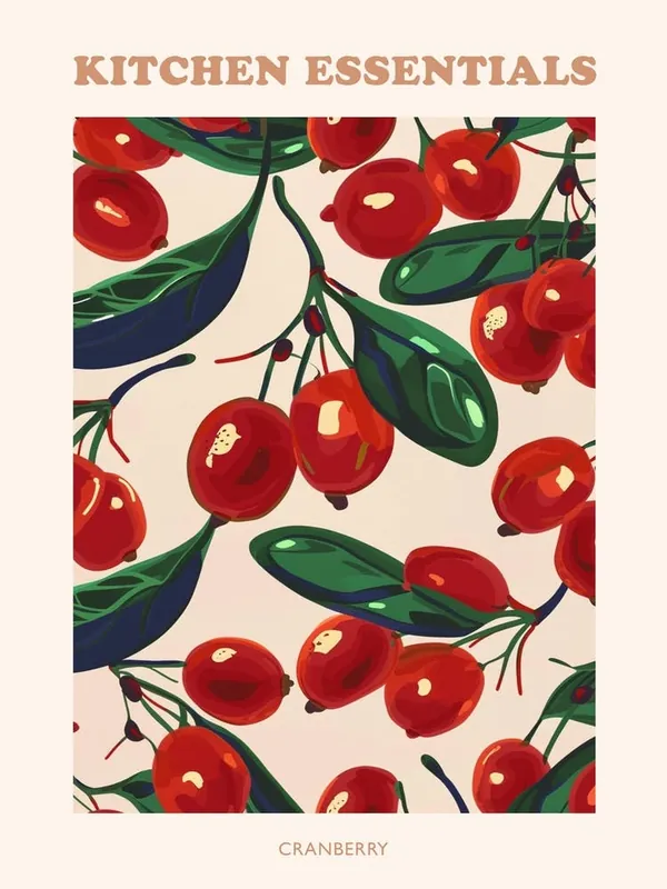 Cranberry Pattern Illustration Poster 3 Same Day Shipping