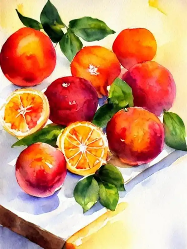 Latest Blood Orange 2 Italian Watercolour fruit