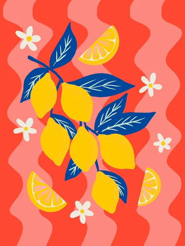 Premium Colorful Lemon Branch