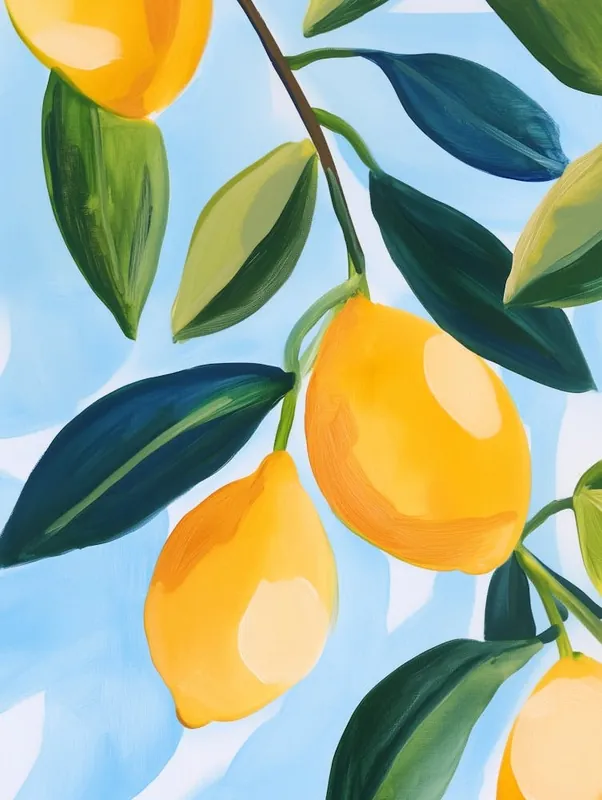 Fresh Stock Lemons Gouache Painting