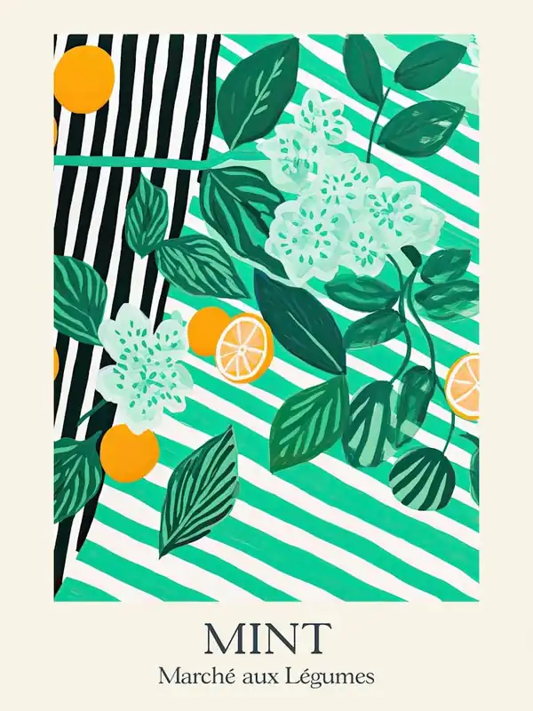 Marche Aux Legumes Mint Summer Illustration 2 Free Returns
