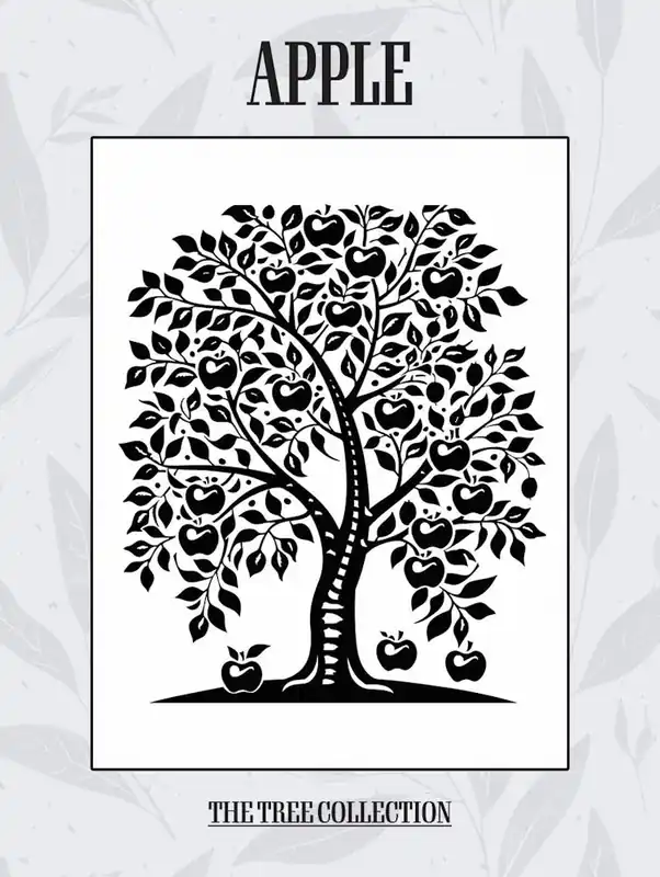Apple Tree Simple Geometric Nature Stencil 1 Poster Limited Offer