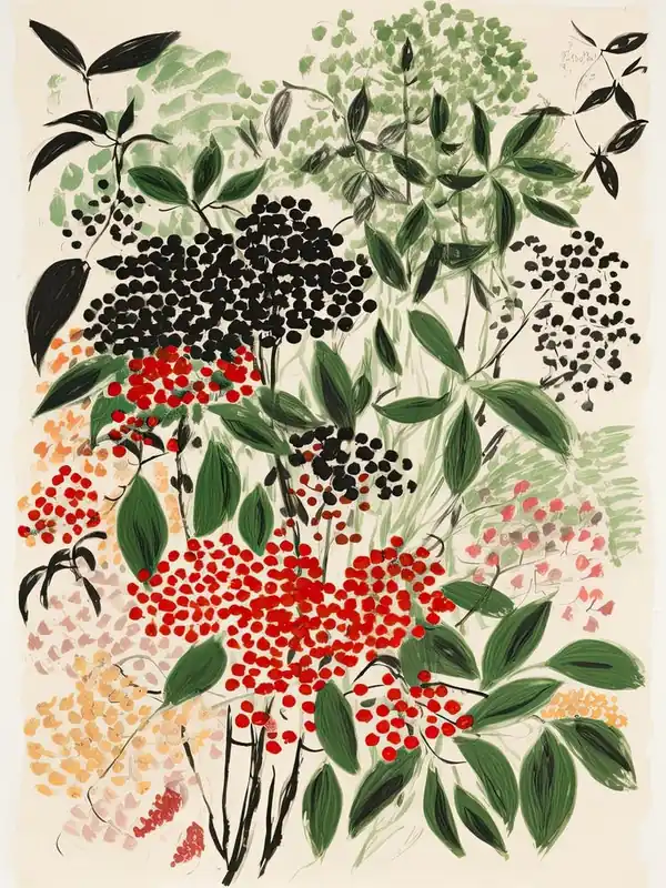 Seasonal Sale Elderberry Fruit Drawing 2