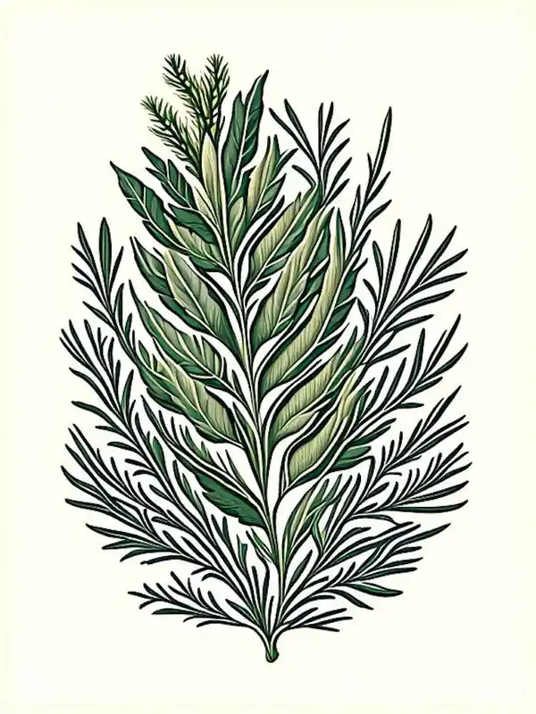 Fast Shipping Rosemary Leaf Vintage Botanical 1