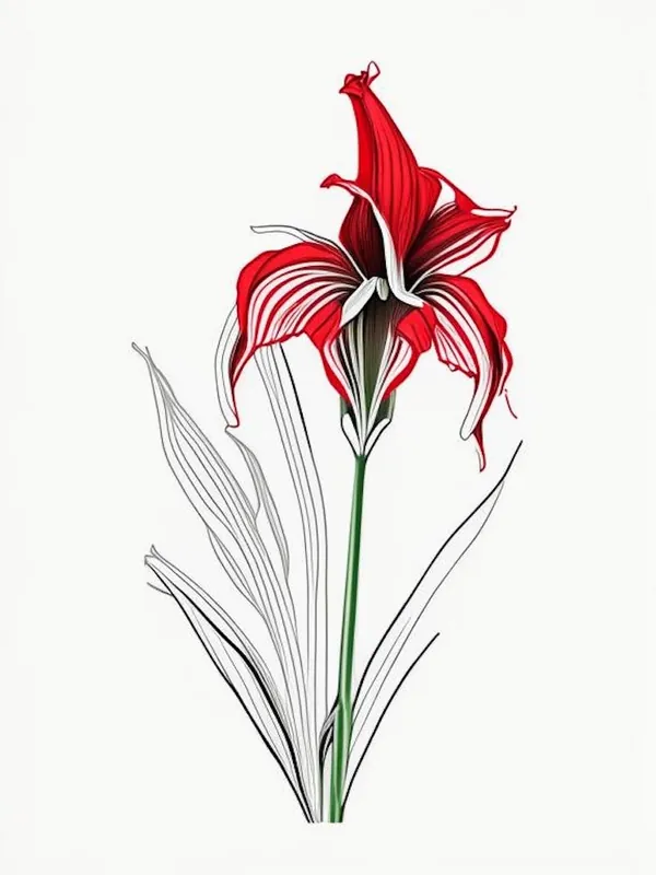 Amaryllis Floral Minimal Line Drawing 1 Flower Buy Today