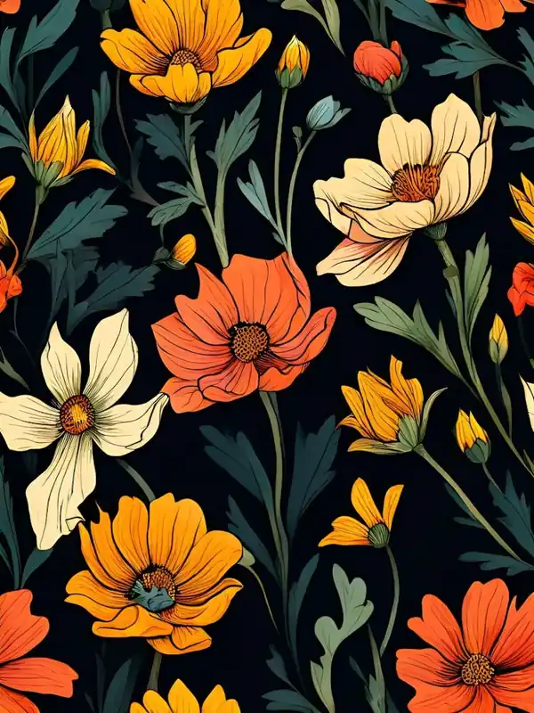 Seamless Pattern With Cosmos Flowers Place Order