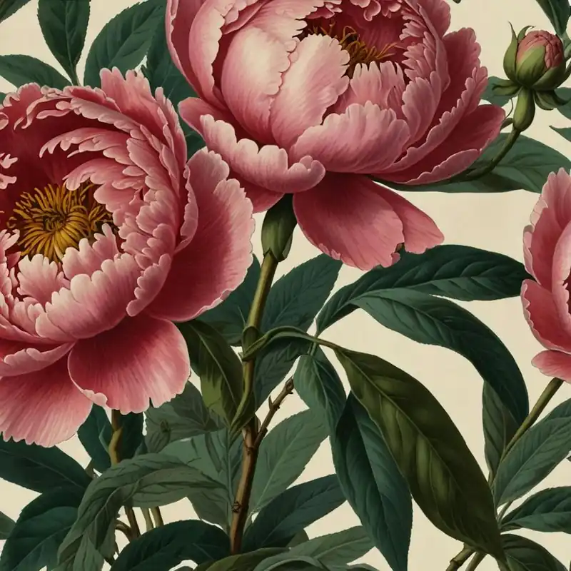 Default Peony 2 Floral Botanical Vintage Poster Flower Canvas 1 Secure Checkout