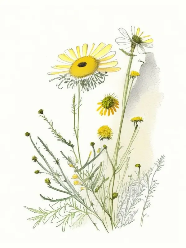 Chamomile Spices And Herbs Pencil Illustration 1 Handmade