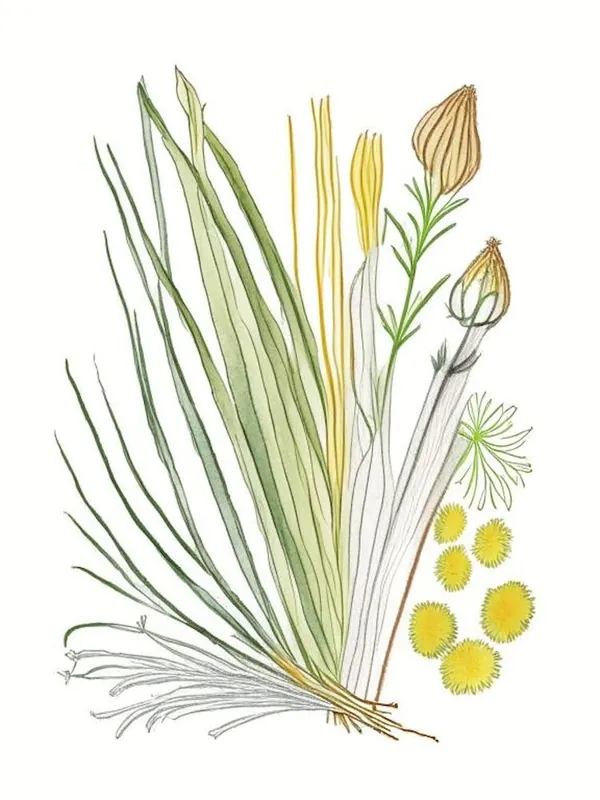 Lemongrass Spices And Herbs Pencil Illustration 4 Price Drop