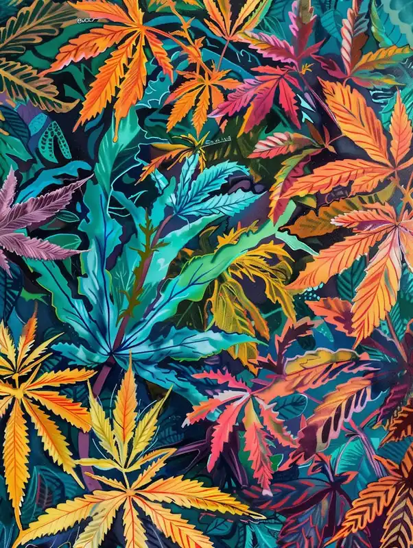 Professional Grade Colorful Marijuana Leaves
