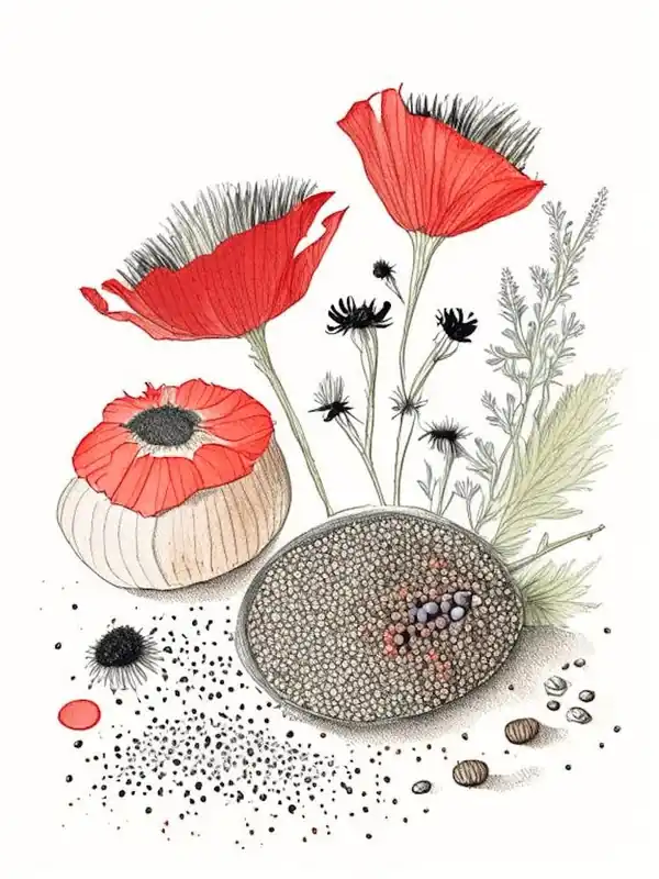 Poppy Seeds Spices And Herbs Pencil Illustration 4 Latest