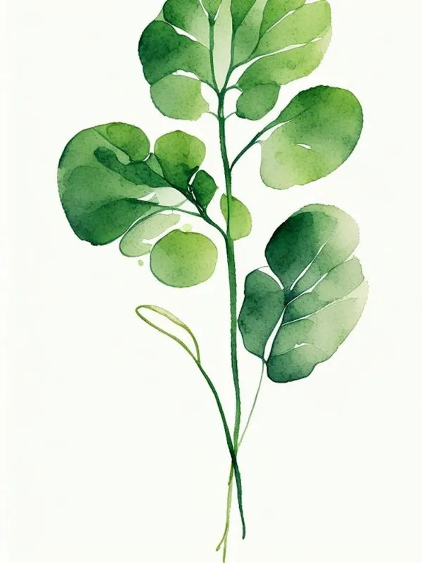Watercress Leaf Minimalist Watercolour 1 Seasonal Sale