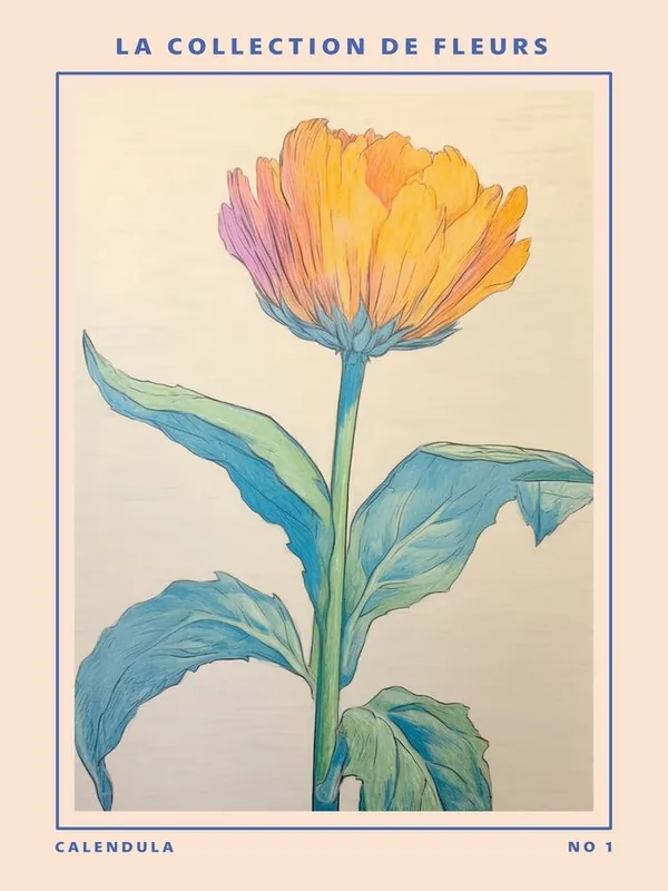 Price Cut Calendula French Flower Botanical Poster